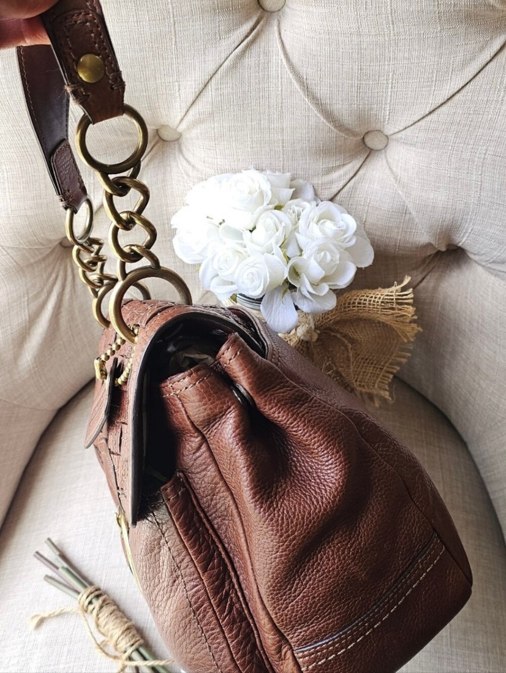 Coach Legacy Bleeker Woven Leather Sachel Handbag ( Brown ) # 12364 - Picture 8 of 15